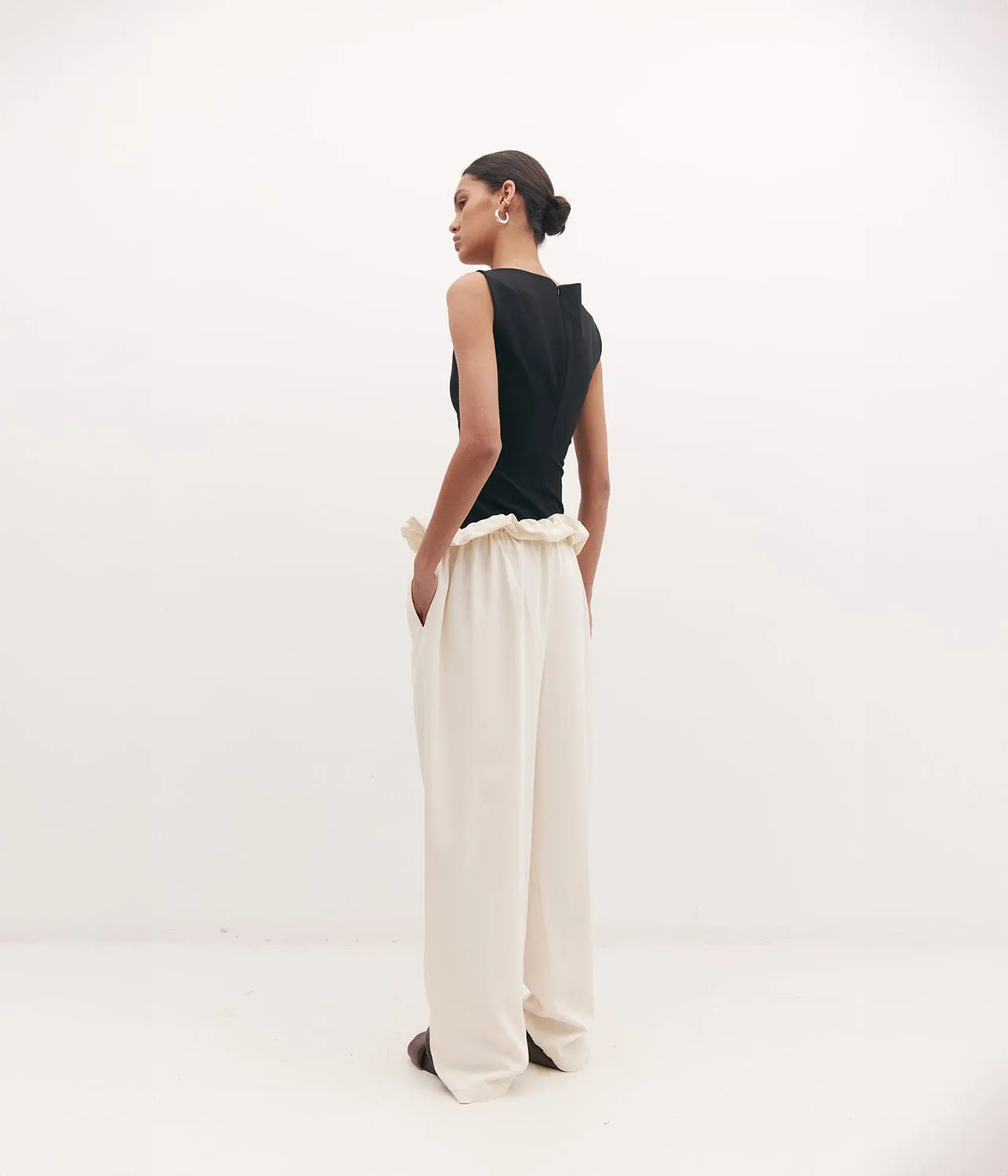 Optimized Title: Elegant Ivory Sherman Trousers for Women - Stylish Casual Pants