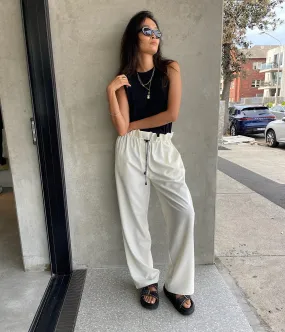 Optimized Title: Elegant Ivory Sherman Trousers for Women - Stylish Casual Pants