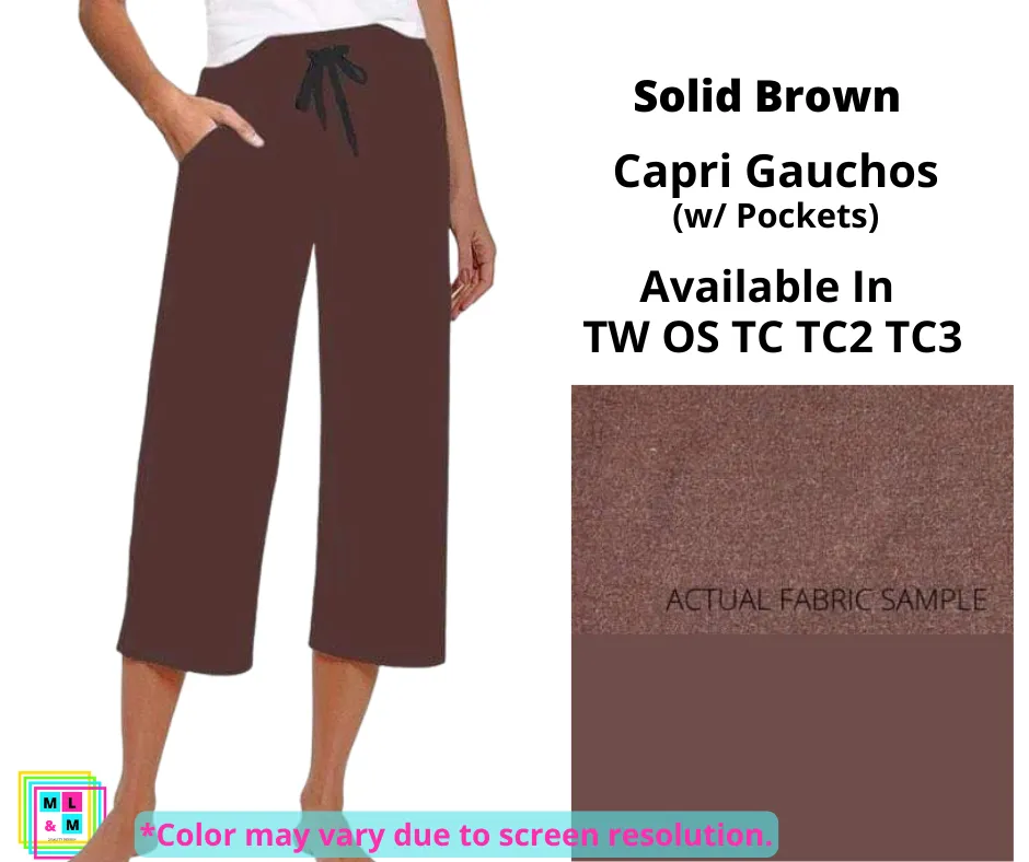 Solid Brown Capri Gauchos