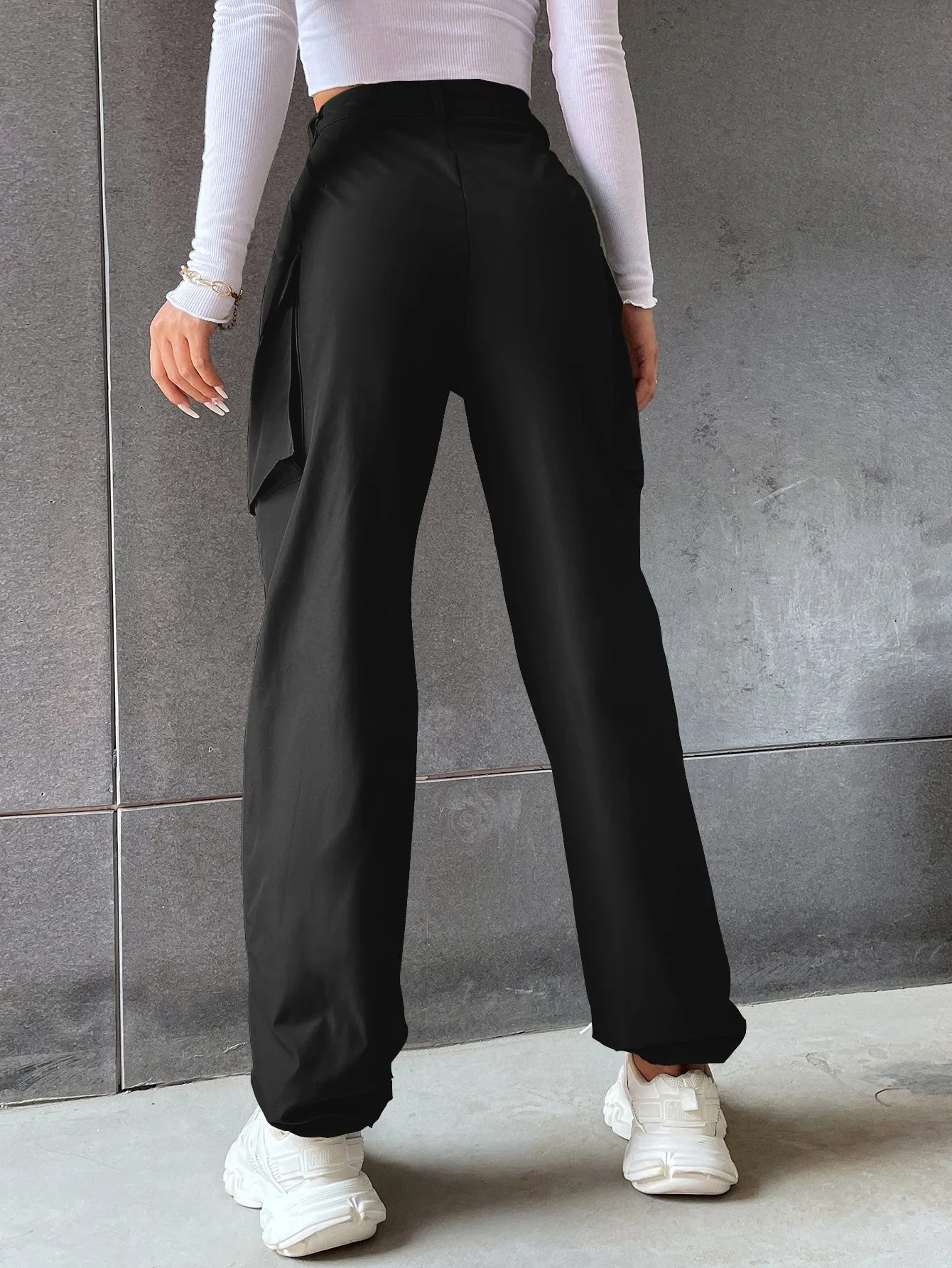 Solid Flap Pocket Pants