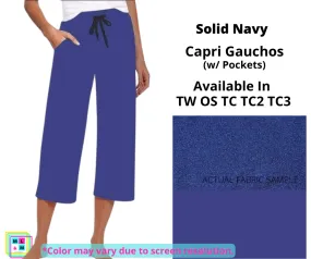 Solid Navy Capri Gauchos