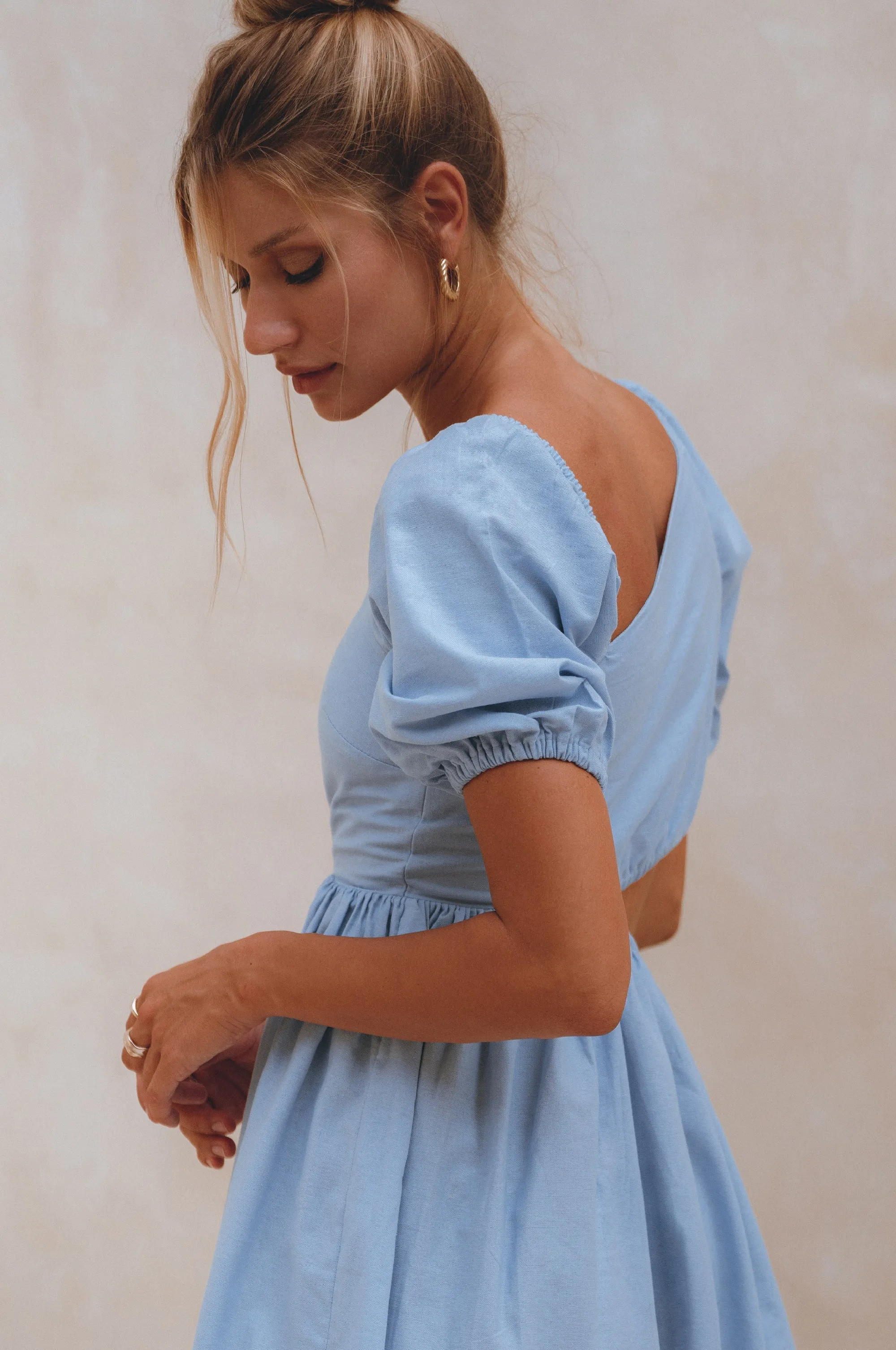 Sundaze Cutout Linen Midi Dress