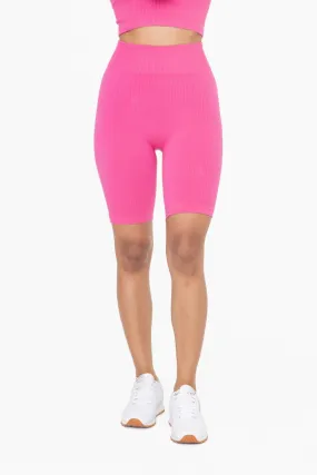 The Best Pink Above the Knee Ribbed Biker Shorts