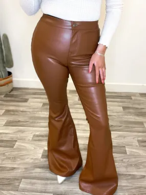 Wait & See Carmel Leather Flares