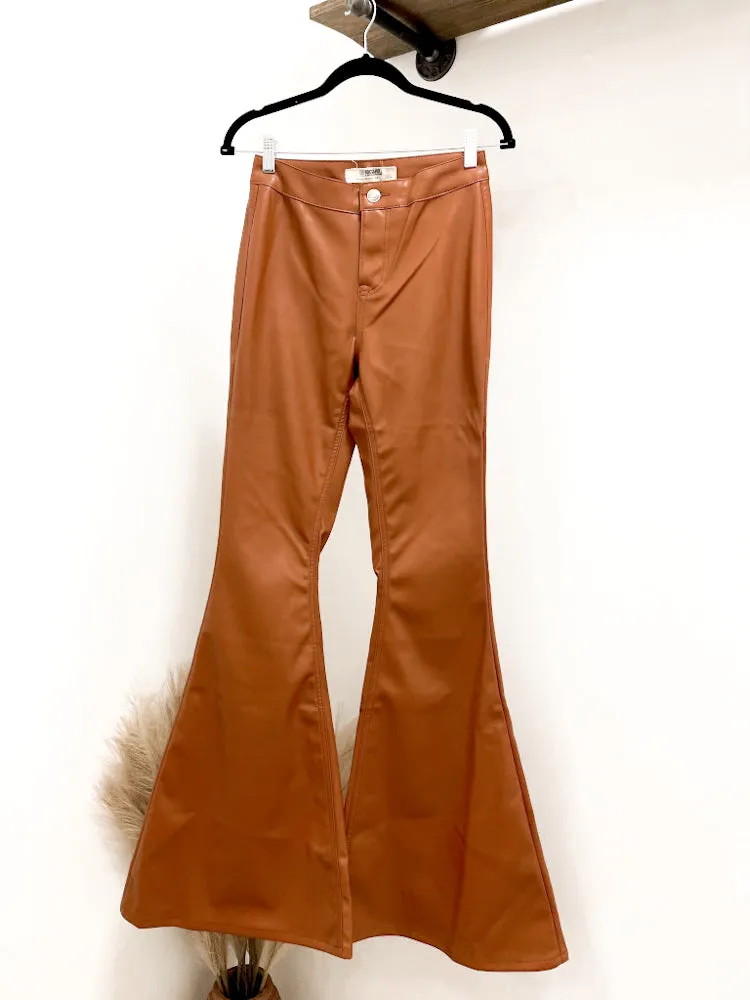 Wait & See Carmel Leather Flares