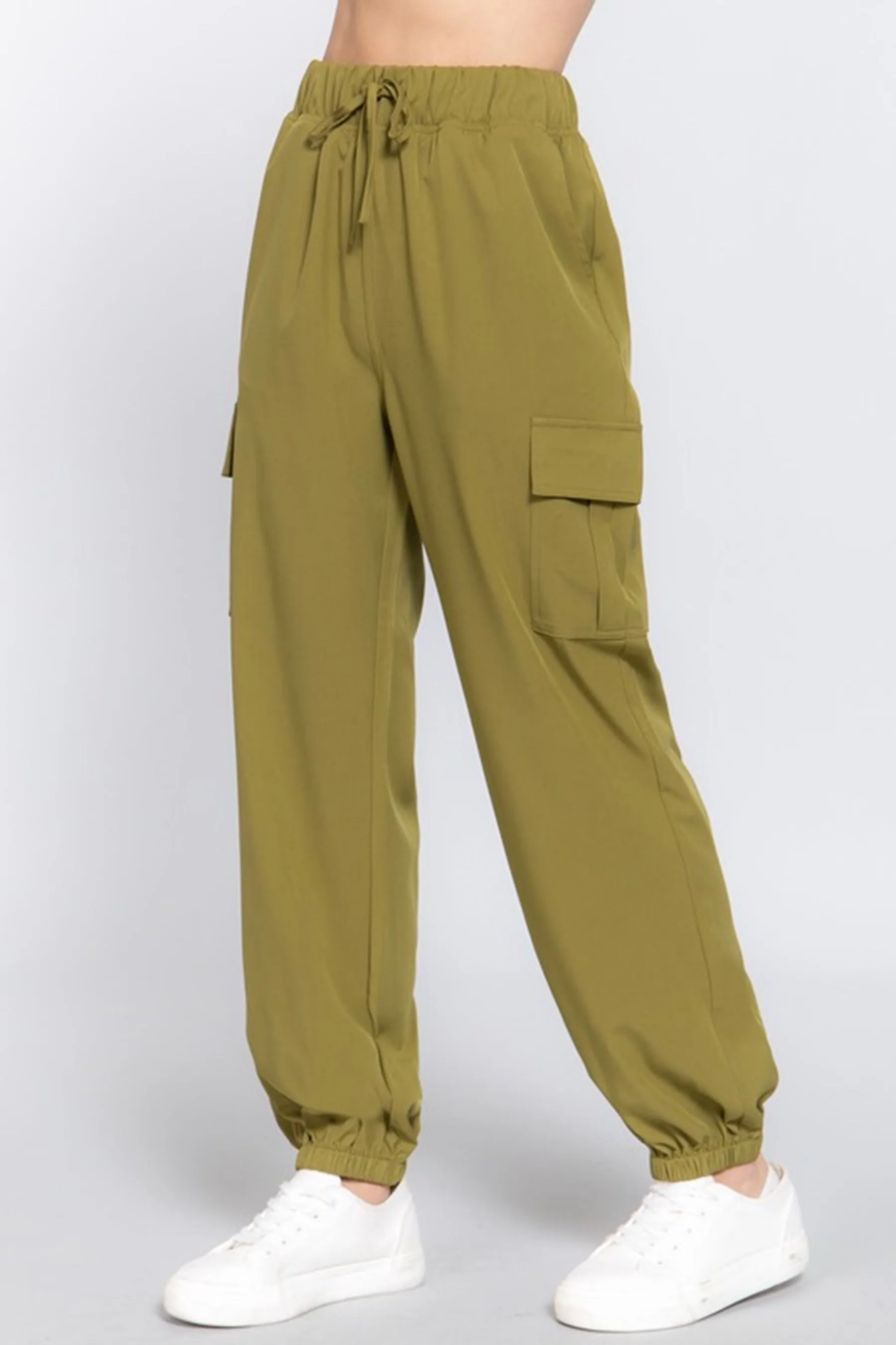 Women's Casual Elastic Waist Jogger Cargo Pants with Pockets