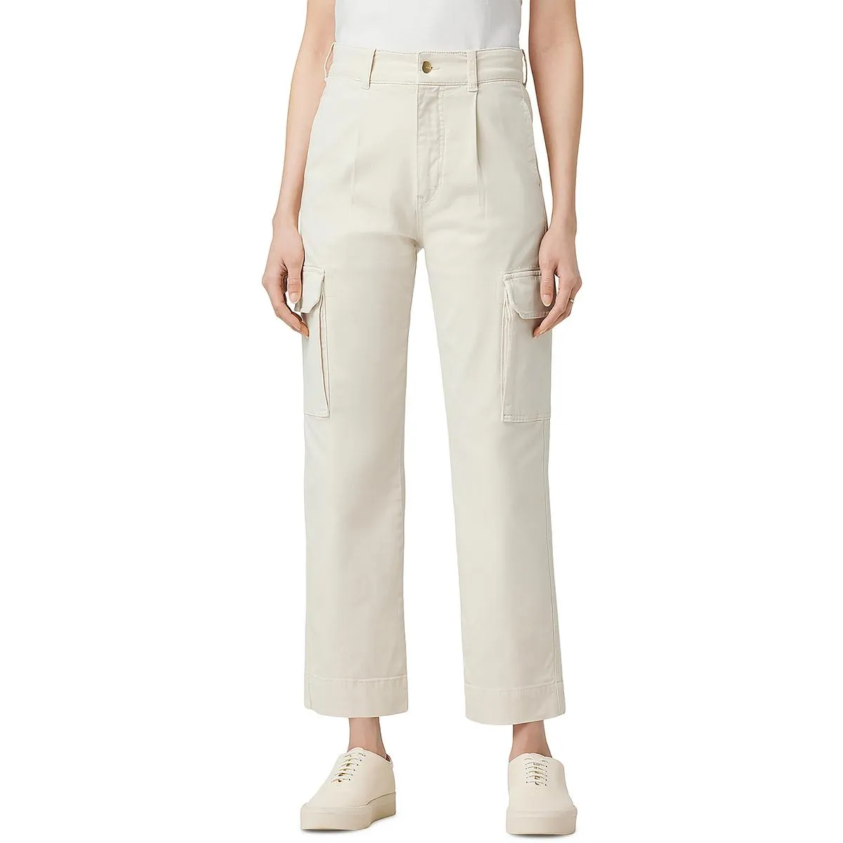 Womens High Rise Pleated Cargo Pants