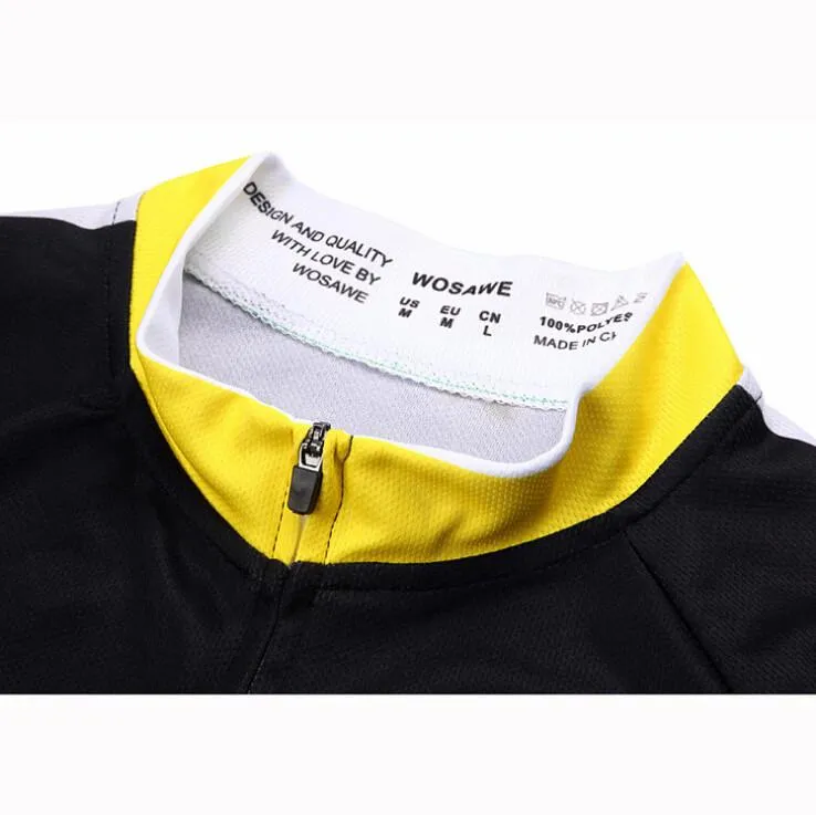 WOSAWE Black Yellow Long Sleeve Cycling Jersey Set